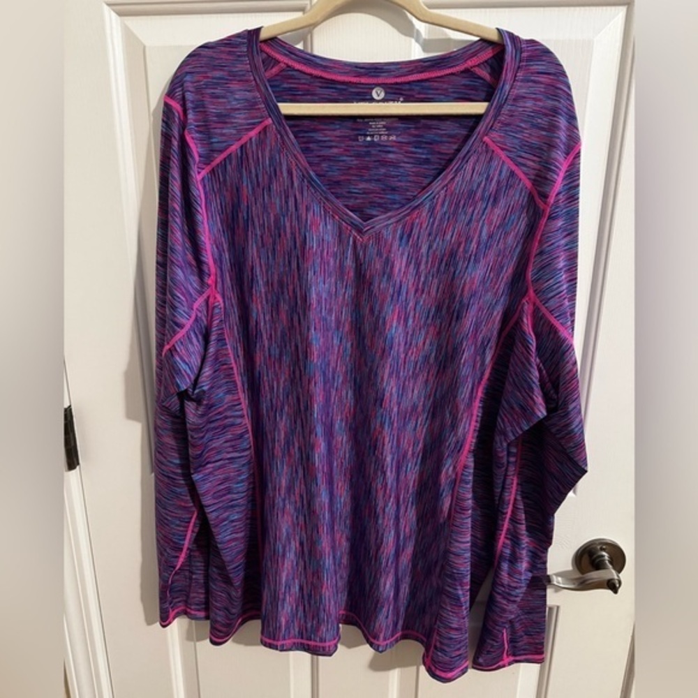 Velocity Activewear Wicking Yoga Workout Stretch Purple Top Plus 3X
